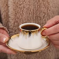 Ensemble de tasses et soucoupes en céramique personnalisées, porcelaine de luxe Phnom Penh, ensemble de tasses à café turc électro-plaqué pour cappuccino et thé