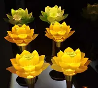 आकृति सजावट Liuli क्रिस्टल चमकता हुआ गिलास प्रकाश अप फ्लोटिंग कमल के फूल कला नेतृत्व में चाय प्रकाश धारक