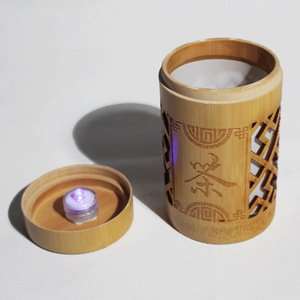 <b>Bamboo</b> Tea Caddy Set Wooden Lid Cylinder Storage Jar Household Retro Style Natural <b>Bamboo</b> <b>Container</b> For Tea Storage - Product Image 3