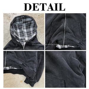 Felpa con Zip Personalizzata da Uomo, Pesante, Lavata, Reversibile, a Quadri, Stile Boxy, <span class=keywords><strong>Abbigliamento</strong></span> <span class=keywords><strong>Streetwear</strong></span>, Produttore - Product Image 6