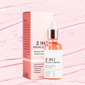 Suero Facial Líquido <span class=keywords><strong>5</strong></span> en 1 Antienvejecimiento con Vitamina C y E, Ácido Hialurónico, Niacinamida y Colágeno para el Cuidado de Arrugas y Manchas Oscuras OEM/ODM - Product Image 1