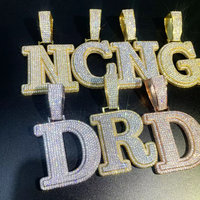 Pendentif Moissanite personnalisé Pendentif Hip Hop en argent Lettre A-Z Nom Collier Pendentif Glacé VVS Moissanite D Argent 925