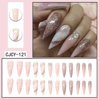 AORAEM Stiletto faux ongles clair extra long ongles pointus conseils d'art 24 pièces acrylique faux ongles
