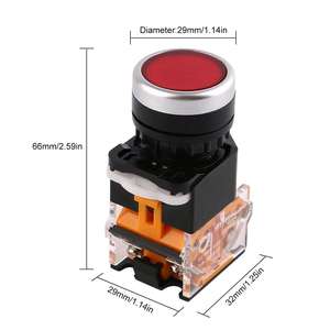 LA38 Interruptor de botón pulsador momentáneo iluminado, cabezal selector giratorio de reinicio automático, botón de parada de emergencia con retención, 10A, tipo hongo, de plástico - Product Image 4