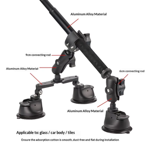 Supporto a ventosa per action camera - Montaggio su tetto auto in lega di alluminio per Insta360 ONE X4/X3, bastone selfie per riprese in terza persona - Product Image 2