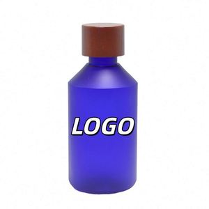 Bouteille en plastique PET à épaule inclinée 300ml 500ml 10oz 16oz avec bouchon plat en bois ciré blanc, pour lotion, cosmétique, tonique, pure dew - Product Image 1