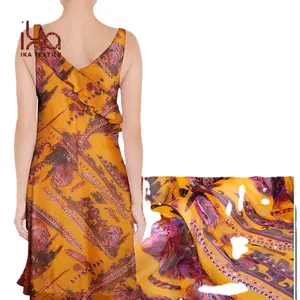 Cloth Material High Quality Wholesale Hand beaded Digital Print Composition Silk Chiffon Fabric India
