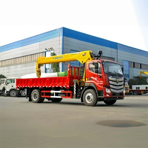 Grúa telescópica hidráulica Foton 4x2 de 8, 10 y 12 toneladas montada en camión con caja de carga para construcción, la más vendida - Product Image 1