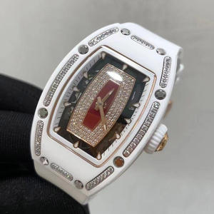 Nuevo Reloj 2026 RM007 de Cerámica Blanca, Reloj Estilo Barril de Vino, Reloj de Alta Calidad para Mujer con Incrustaciones de Diamantes - Product Image 6