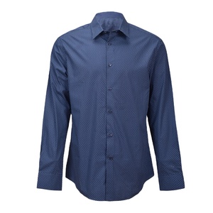 Camisa de <span class=keywords><strong>hombre</strong></span> de gama alta Estampado <span class=keywords><strong>normal</strong></span> Buen sellado Estampado de puntos azul oscuro Camisa de manga larga Gent para hombres - Product Image 1