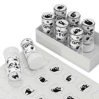 Tampon auto-encreur Intoss personnalisé, motif chaton noir de dessin animé, tampon photosensible en plastique pour mini-journalisation, impression 18x18MM