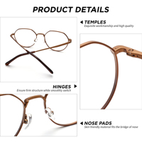 Lunettes de vue rondes rétro unisexes en fil de cuivre blanc, légères, personnalisables OEM, vente en gros, montures optiques tendance, best-seller