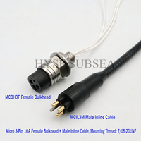 Connecteur sous-marin étanche HYSF SUBSEA MCBH3F Micro 3 broches femelle 7/16-20UNF, prise électrique sous-marine pour ROV