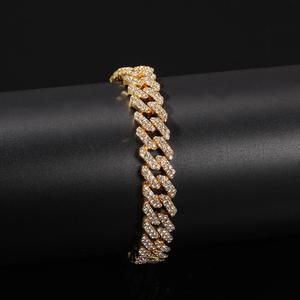 Nuovo 12 millimetri In Lega di Zinco Con Strass Bracciale Ghiacciato Fuori Miami Catena di Collegamento Del Braccialetto Alla Moda Dei Monili di Hiphop Degli Uomini di Commercio All'ingrosso - Product Image 4