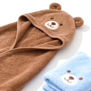 Serviette de bain pour enfants 85*150cm Design animal personnalisé Serviette de bain pour bébé en velours absorbant doux et corail - Product Image 3