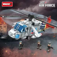 Brinquedos woma walmart, venda quente, crianças, menino, presente de aniversário, avião militar, helicóptero, preto, hawk, tijolo pequeno, conjunto de blocos de construção