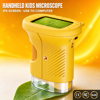 Microscope numérique compact pour enfants avec écran IPS, microscope portable pour enfants 8 LED USB-C, cadeau scientifique STEM pour garçons