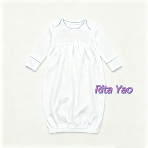 Camicia da Notte Personalizzata per Neonata con Cappellino Bianco con Bordo Picot <span class=keywords><strong>Rosa</strong></span>, <span class=keywords><strong>Pigiama</strong></span> per Neonato/a, Completo per il Ritorno a Casa 2026 - Product Image 3