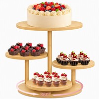 Support à cupcakes en bambou à 4 niveaux, support rotatif pour desserts, capacité de 55 cupcakes, pour fêtes, mariages et anniversaires