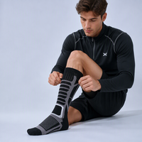 Chaussettes de ski unisexes mi-hautes à compression, mélange de laine, soutien gradué, tricotées, pour sports d'hiver