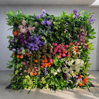 Mur de fleurs tropicales populaires enroulable 3D 5D en soie plastique, verdure artificielle 8x8 pour décoration de mariage