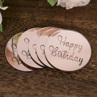 10 pièces or Rose fête d'anniversaire gâteau décoration acrylique rond décoration de gâteau joyeux anniversaire cadeau décor Cupcake Dessert accessoires