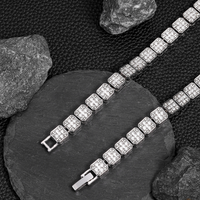 NL2190 Collier bracelet chaîne cubaine tennis plaqué or 10mm hip hop