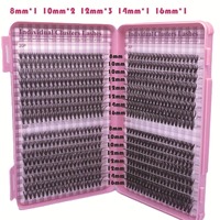 640 pièces bricolage cils modèle numéro vaporeux D curling faux cils grappes cils livre avec 20D 30D 40D Bond Cluster cils