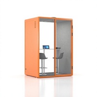 Cabine de bureau moderne à double poste avec porte vitrée et bureau intégré pour espaces de travail d'entreprise flexibles
