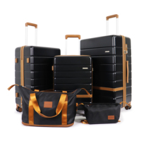 Ensemble de bagages 5 pièces avec 8 roulettes pivotantes, valises rigides en ABS+PC, bagages de voyage avec serrure TSA, fermetures éclair YKK