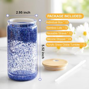 Vente en gros - Gobelet en verre borosilicate à double paroi, sans BPA, résistant à la chaleur, pré-percé, 12 oz, 16 oz, 20 oz, style globe de neige - Product Image 4