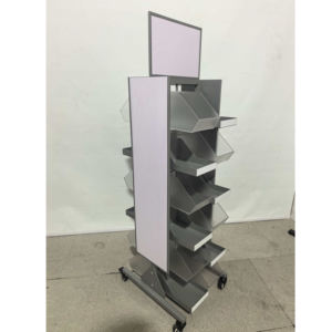 零食配件亚克力展示架，带多个搁板，带轮子的小隔板，灰色定制展示架 - Product Image 3