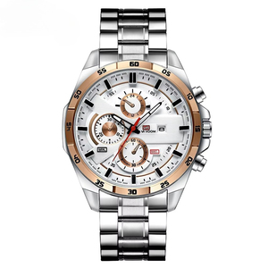 Montre chronographe de sport multifonction pour hommes, étanche, avec sous-cadrans 24H, en acier inoxydable, calendrier lumineux, montre-bracelet à Quartz - Product Image 3