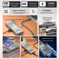 Station d'accueil pour ordinateur portable de haute qualité 7 en 1, double hub USB-C et adaptateur chargeur Type-C, multiport 7 en 1, hub USB-C pour MacBook