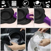 Bols pliables modernes en acier inoxydable arrondis pour chiens et chats, anti-fuite, avec tapis en silicone antidérapant, portables, légers, durables et écologiques