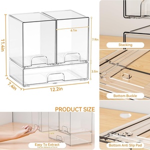 Organisateur de biberons <span class=keywords><strong>en</strong></span> plastique PP, empilable, tiroirs transparents, pour comptoir, coiffeuse, bureau, design moderne et écologique - Product Image 3