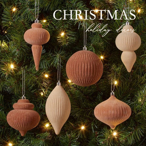 9pcs/Box <b>Christmas</b> Flocked Balls Gift Box Set Xmas Tree Decoration Morandi Hanging Balls Ornaments 8CM Velvet <b>Christmas</b> Ball Set - Product Image 1