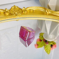 Trend Frauen Mädchen Big Boho Ring Geometrische farbige quadratische Harz Acryl Schmuck Blank Ringe für die Schmuck herstellung