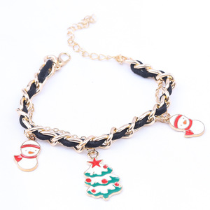 Christmas Charm <b>Bracelet</b> <b>Red</b> Gold Chain Gloves Bell Pendant Women's Jewelry Gift - Product Image 2