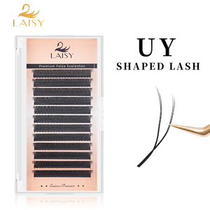 Extensions de cils préfabriquées en forme de UY, noir mat, PBT coréen, plateau de cils dense, courbures <span class=keywords><strong>L</strong></span> LB LC LD M <span class=keywords><strong>LU</strong></span>, marque privée OEM - Product Image 1