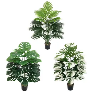 24 잎 85cm 92cm 플라스틱 식물 장식용 인공 녹색 분재 식물