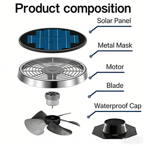 Ventilateur d'extraction industriel de plafond à énergie solaire 25W avec collecteur d'air, système de <span class=keywords><strong>ventilation</strong></span> de toit pour la <span class=keywords><strong>ventilation</strong></span> des cheminées - Product Image 6