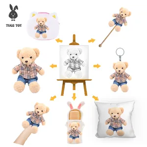 Poupée en peluche personnalisée en gros logo personnalisé marque vêtements bas quantité minimale de commande jouet pour enfants cadeaux