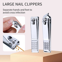 Ciseaux à cuticules en acier inoxydable bleu rose, ensemble de coupe-ongles mignon, kit de manucure professionnel avec sac d'emballage