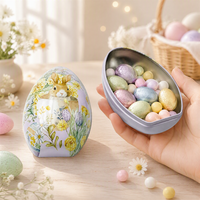 Boîte en étain personnalisée en forme de lapin, grande boîte ovale en forme d'œuf de Pâques, boîte en étain pour chocolat et bonbons de qualité alimentaire, hermétique, avec impression couleur CMYK