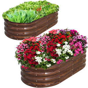 ชุดเตียงในสวนยกสูงทำจากโลหะชุบสังกะสีขนาดใหญ่กระถางต้นไม้กลางแจ้งทรงรีสำหรับทำสวนผักดอกไม้ในบ้าน - Product Image 4