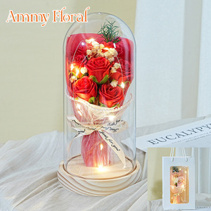 AM-SPD10 Ammy 7 Ramo Pequeño de Rosas de Jabón en Cúpula de Cristal, Recuerdos de <span class=keywords><strong>Boda</strong></span>, Regalo para el Día de la Madre, Decoraciones para el Hogar - Product Image 4