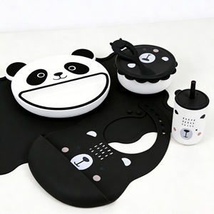 Nuevos Productos: Set de Vajilla de Silicona de Grado Alimenticio para Bebés, Personalizable, Reutilizable, Impermeable, con Diseño de Panda de Dibujos Animados, para Niños - Product Image 5