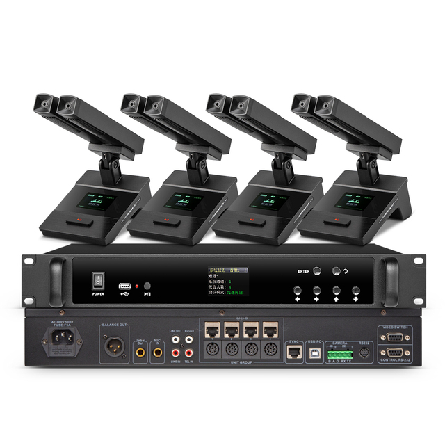 Wired Digital Conference System for Meetings & Discussions Video & Audio Host with Camera Tracking Function
