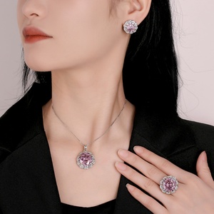 Wholesale Eco-friendly Copper Rose Cut 16-10MM Zircon Bridal Pendant <b>Earrings</b> Ring <b>Set</b> Women Wedding Jewelry <b>Sets</b> - Product Image 6